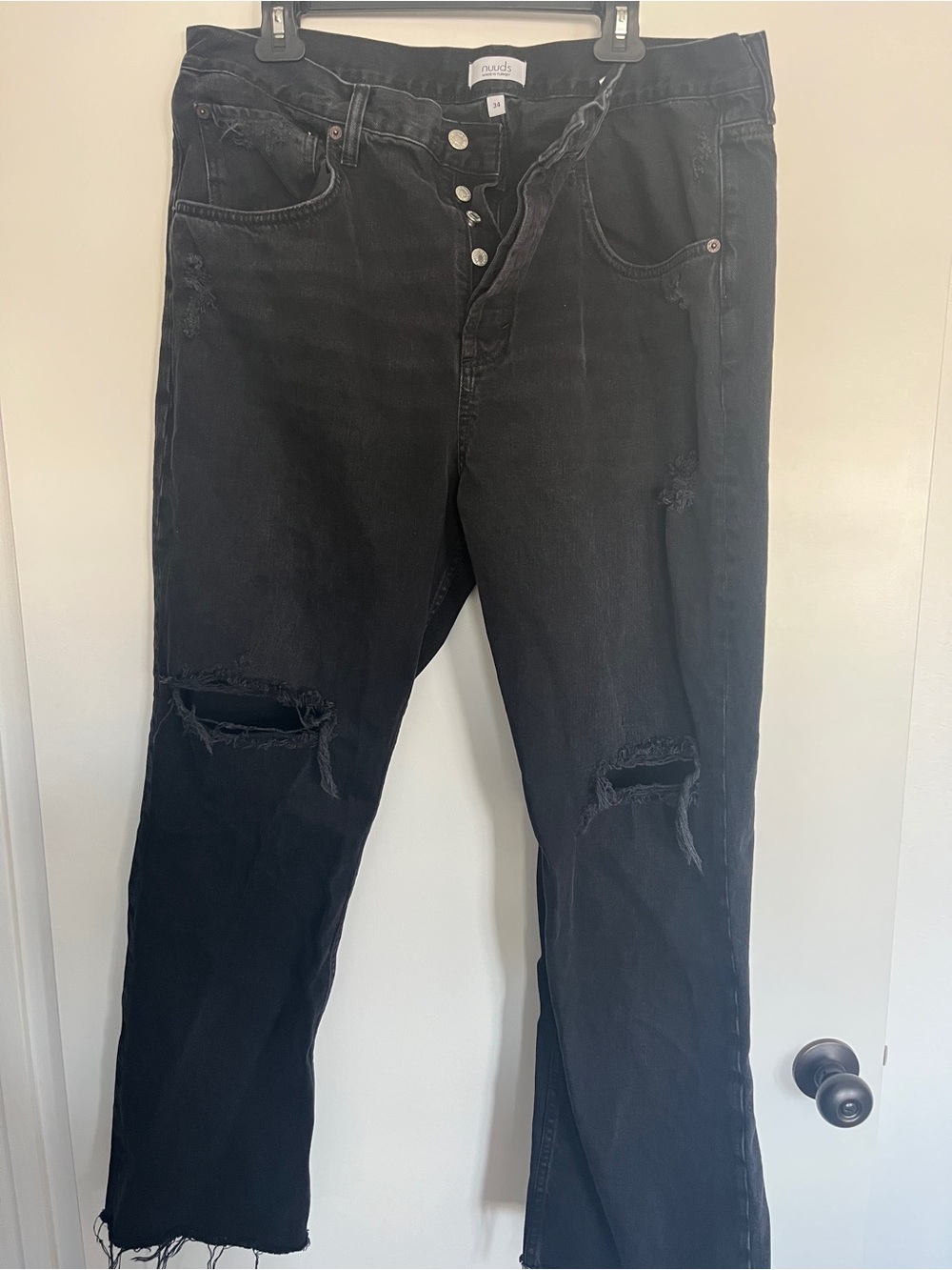 nuuds Black High-Rise Distressed Women's Curvy Jeans